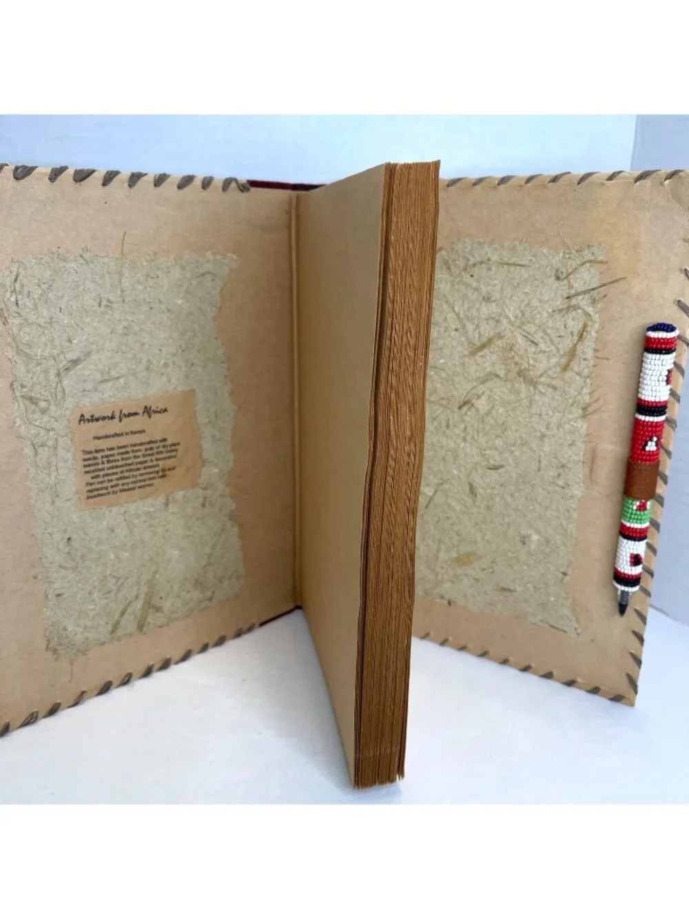 Africa Notebook Journal Book Kenya Flag Colors Bead Pen Recycled Paper Handmade